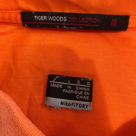 Nike FIT DRY-Tiger Woods Collection Golf Polo Large Orange Button Up Shirt L - Picture 5 of 10